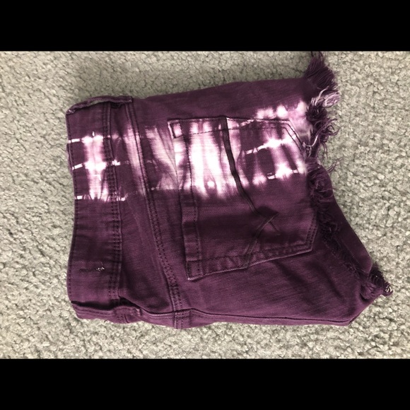 Dark Purple Bleached Shorts - Picture 2 of 3